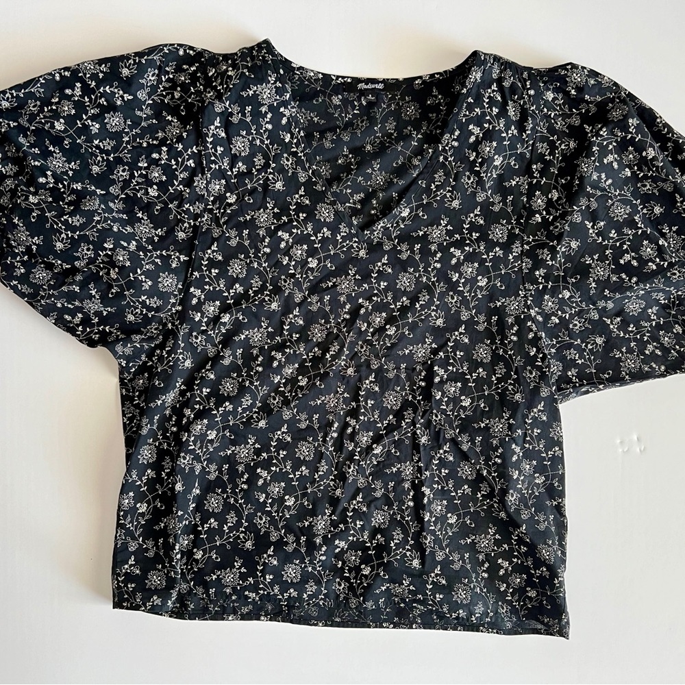 Madewell Black Floral Blouse